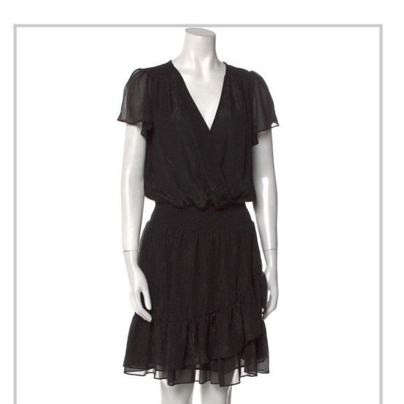 NWOT Michael Kors Petite Ruffled Shimmer Black Party Cocktail Dress Size M - Picture 1 of 3